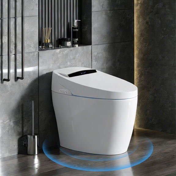 Smart Toilet Bidet with Auto Open Close, One Piece Bidet Toilet with Bidet Built In Auto Dual Flush, Foam Dispenser, Blackout Flush, Auto Flush, Heated Seat, Elongated Toilet with Tank Built in