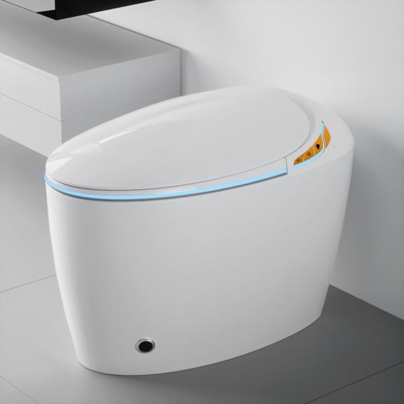 Smart Toilet, Bidet Built-In, Auto Lid, Foot Sensor, Warm Water and Dryer, White