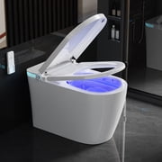 Smart Toilet with Bidet Built-In - Heated Seat, Auto-Lift Lid & Soft-Close, Bidet Dryer, App/ Control, Electric Tankless System, Plug 110V - Elongated Modern Wall-Mounted Toilet for Luxury Bathroom