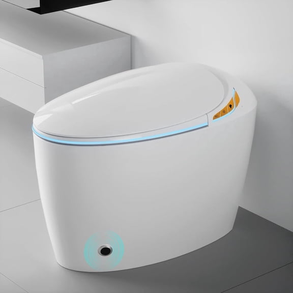 AskPeak Smart Toilet Bidet, Auto Open/Close Lid, Heated Seat, White, Oval, 1.28 GPF, Remote Control