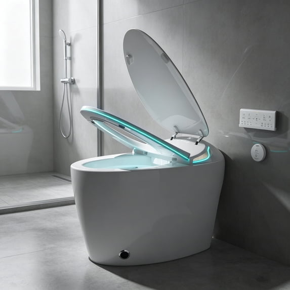 Smart Toilet, Intelligent Bidet, Auto Open/Close Lid, Heated Seat, LED Display, Warm Air Dryer, Modern Design, Perfect for Luxurious Bathrooms