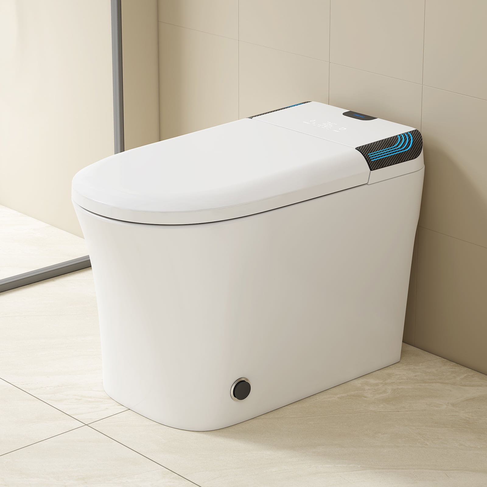 Smart Toilet with Bidet Builtin, Tankless One Piece Toilet with Remote
