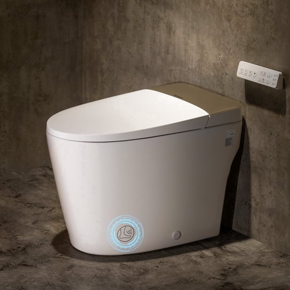 Smart Toilet with Bidet, Foam Shield, 4-Season Temperature, ADA Height, 1.0 Gallons Auto Flush, Heated Seat, Warm Water & Air Drying, Remote Control, Auto Deodorization, Blackout Flush, Night Light