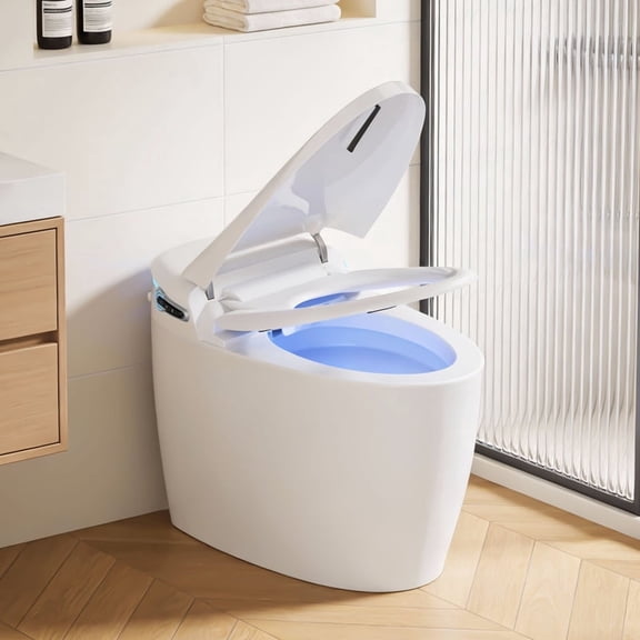 Smart Toilet Bidet with Tank,Foam Shield,Blackout Flush,Dual Auto Flush,Heated Seat,Air Dryer,Modern One Piece Bidet for Bathrooms.