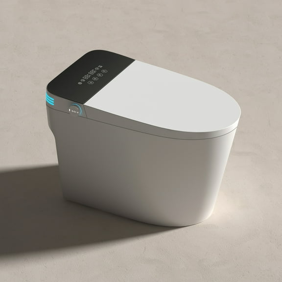 Smart Toilet, Electric Tankless Toilet with Automatic Flip Cover, One Piece Elongated Toilet with Heated Bidet Built In, Automatic Flush and Foot Feel Flush, LED Display, Dryer, White