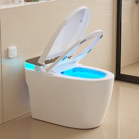 Smart Toilet with Heated Seat & Auto Flushing, Slow Close, Night Light, Remote Control, Water-Saving Siphon Dual Flush, Emergency Flush, UL Certified Safety
