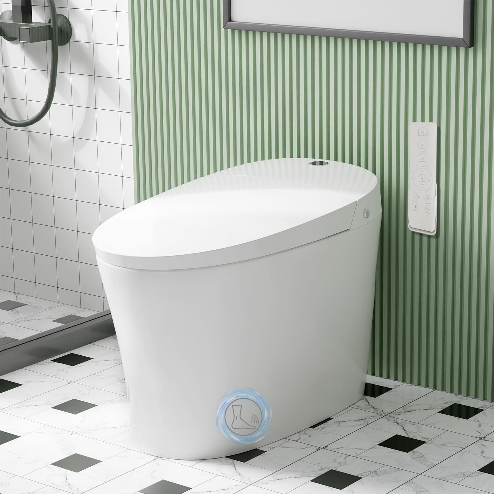 White Elongated Free Standing Dual Flush Smart Toilet