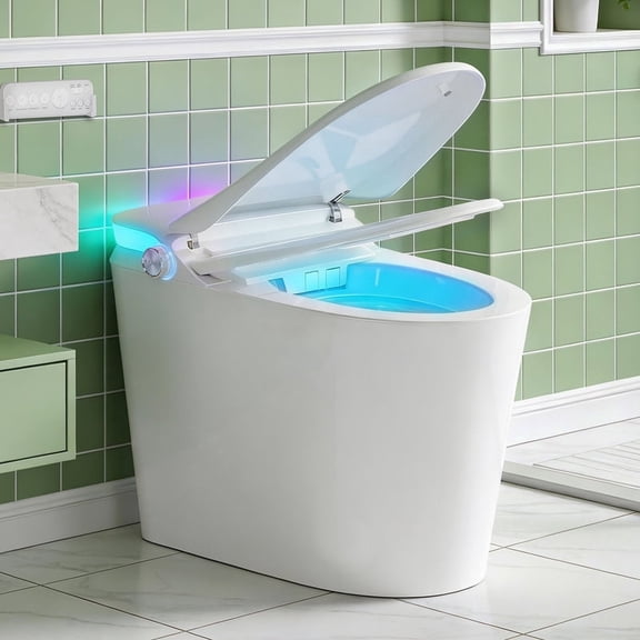 Smart Toilet, One Piece Bidet Toilet for Bathrooms, Toilets with Warm Water Sprayer & Dryer, Heated Bidet Seat, Tankless Toilets with Fahrenheit LED Display.