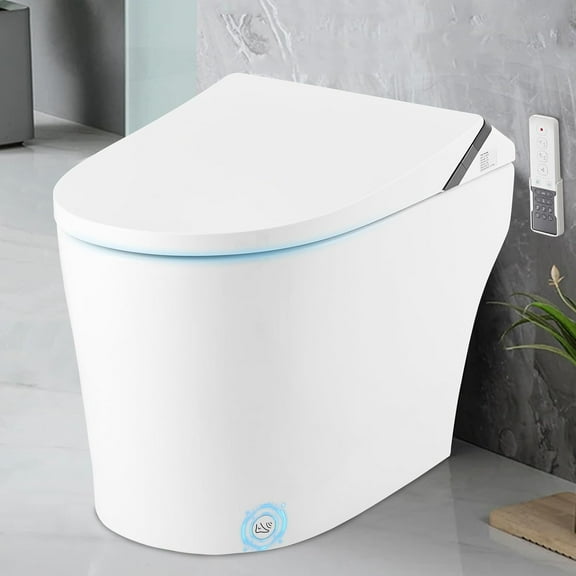 Smart Toilet, Smart Toilet with Bidet Built In, One Piece Bidet for Bathrooms,Toilets with Tank, Auto Open Close, Auto Flush,Warm Water,Foot Sensor,Heated Seat,Remote,Night Light,Elongated Bidet