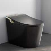 Smart Toilet,Tankless Toilets Dynamic Clean with Dryer, ADA Comfort Height One Piece Toilet with Warm Water Bidet,Modern Smart Toilet with Bidet Built In with Foot Sensor,Power Outage and Flush Black