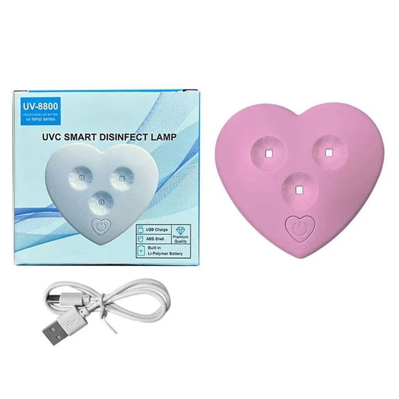 Smart Toilet UV-C Light with Gravity Sensor, USB Rechargeable Heart-Shaped Bathroom Night Light for Toilet Lid Installation, Pink