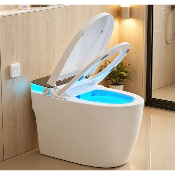 Smart Toilet with Auto Flush, Slow-Close Seat, Night Light, Remote Control, Water-Saving Dual Flush, Emergency Flush, UL Certified