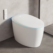 Smart Toilet with Bidet Built In, Auto Open and Close Lid, Adjustable Temperature, Self-Cleaning Nozzle, LED Fahrenheit Display, Foot Kick Button.