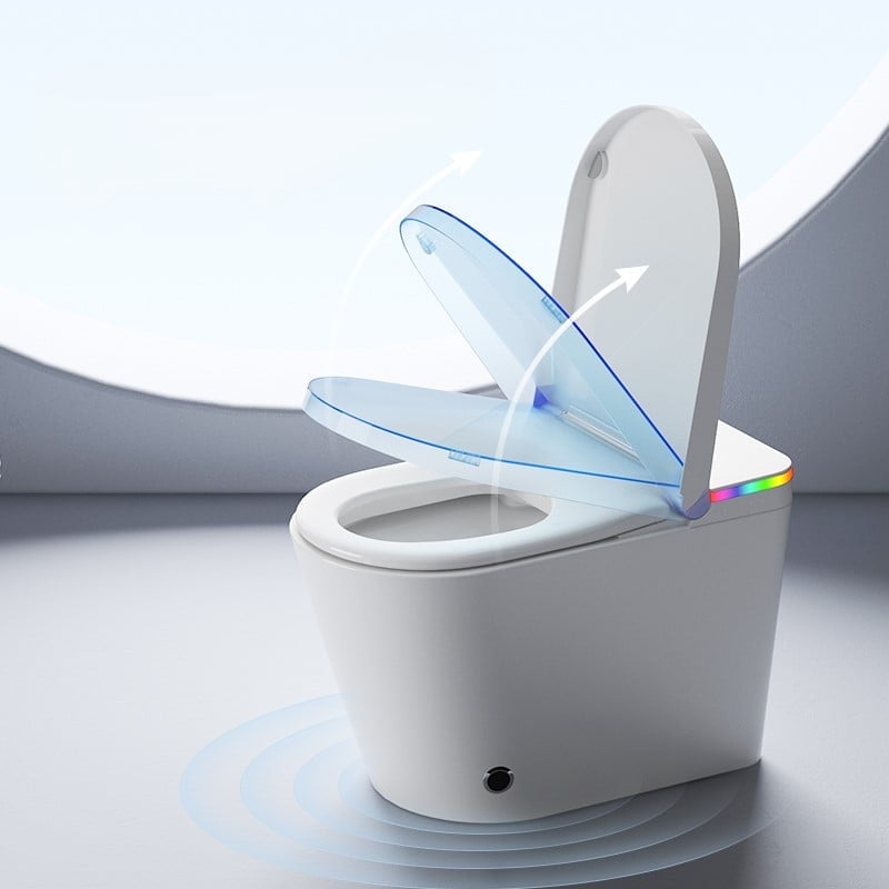 White Smart Toilet with Built-in Bidet and Heated Seat