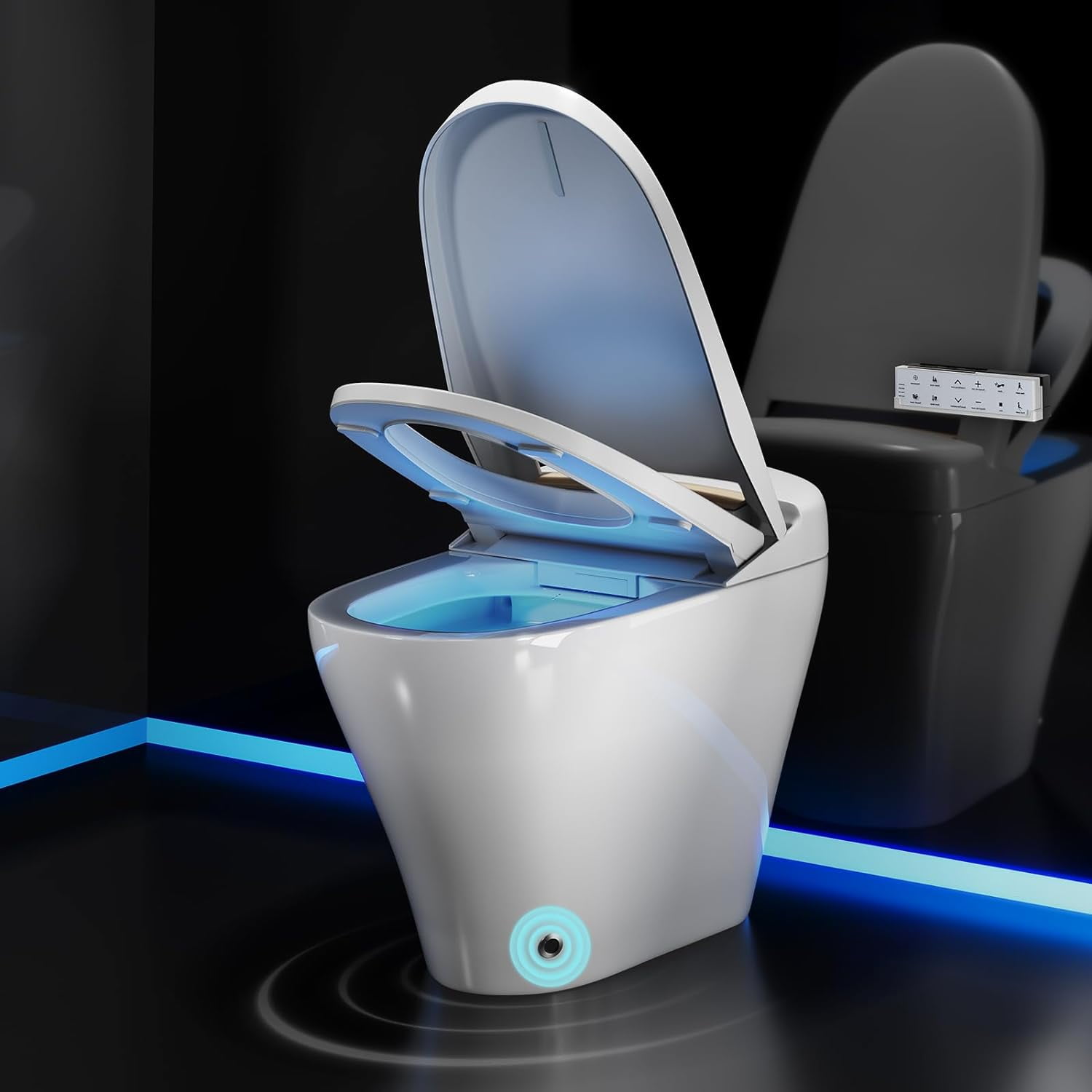 Smart Toilet with Builtin Bidet Seat, Tankless Toilet with Foot