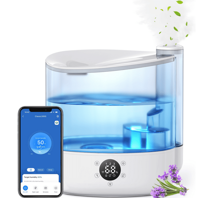 Smart Top Fill Humidifier for Bedroom Large Room, 6 L Warm & Cool Mist