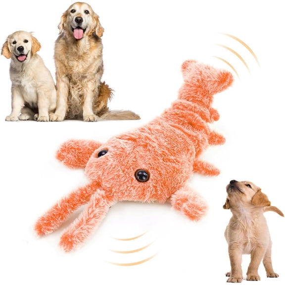 Smart Touch-Activated Flopping Lobster - Interactive Wiggling Plush for Puppy Anxiety Relief - Rechargeable Self-Moving Pet Soother