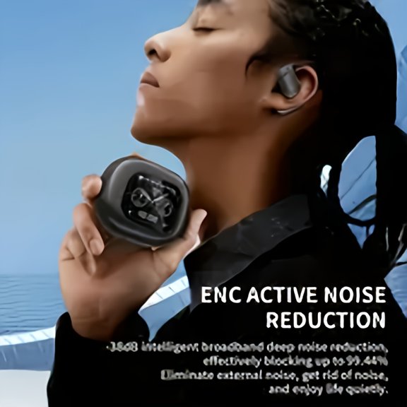 Smart Touch Screen OWS Bone Conduction Headphones Bluetooth 5.4 ENC Noise Reduction Open Ear Hook True Wireless Earphones