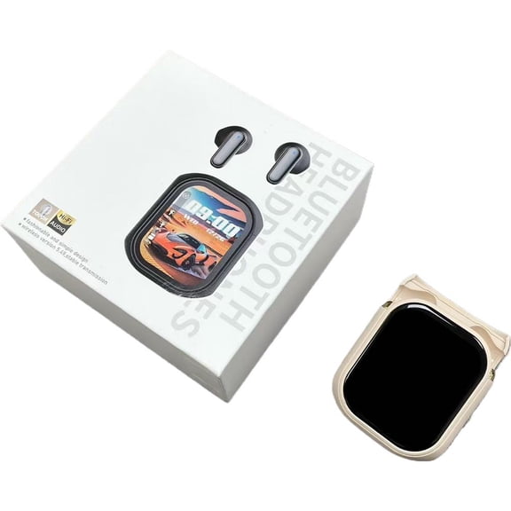 Smart Touch Screen Wireless Earbuds with ANC Noise Cancelling, TWS Headphones with 1.5-Inch Color Display for Music & Call Control, 100-Hour Playtime Case, 13mm Deep Bass Audio, Beige