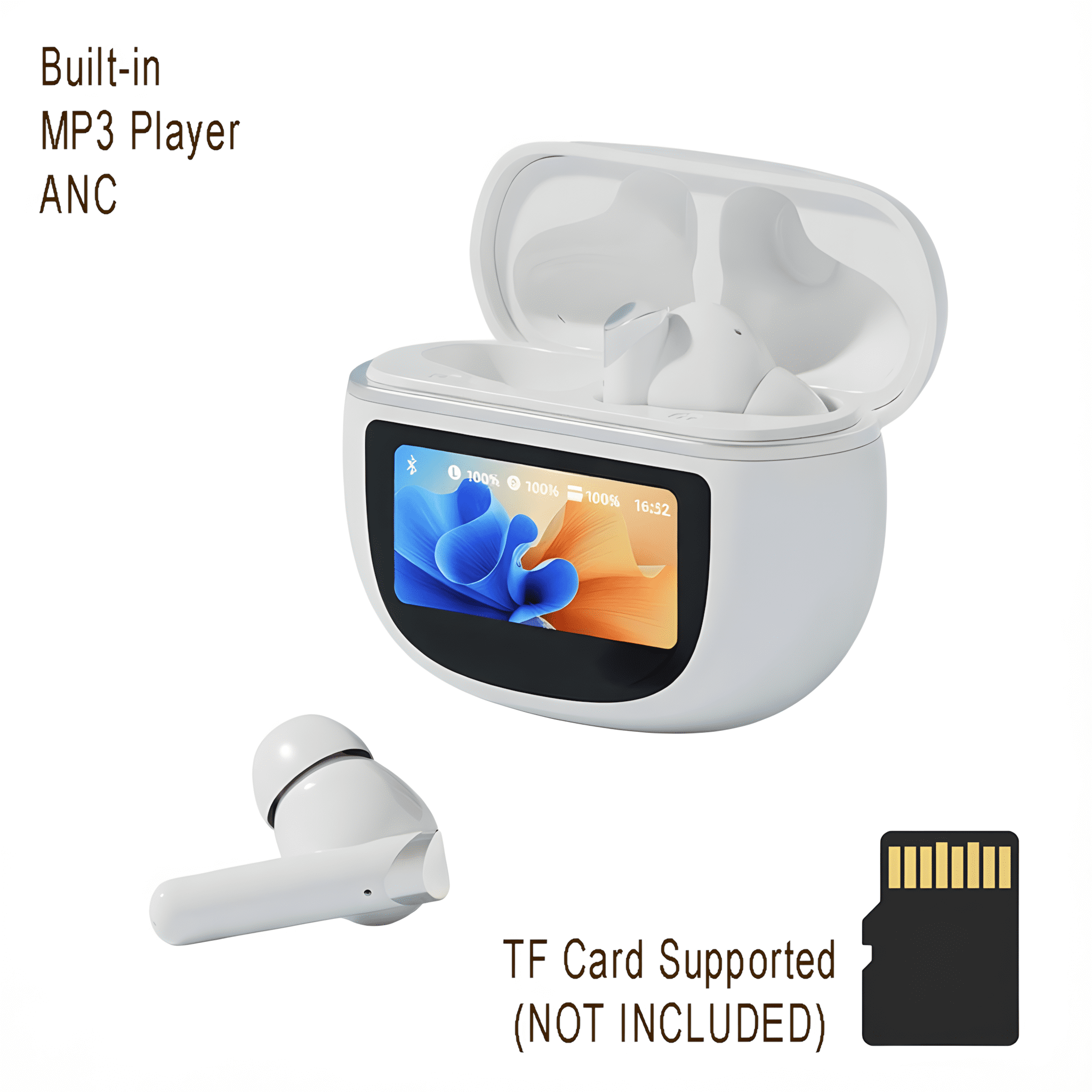 Smart Touch-Screen Wireless Earbuds with Built-in MP3 Player TWS ...