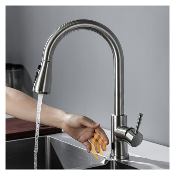 Smart Touchless Kitchen Faucet Brushed Infrared Sensor Faucets Infrared Water Mixer Taps