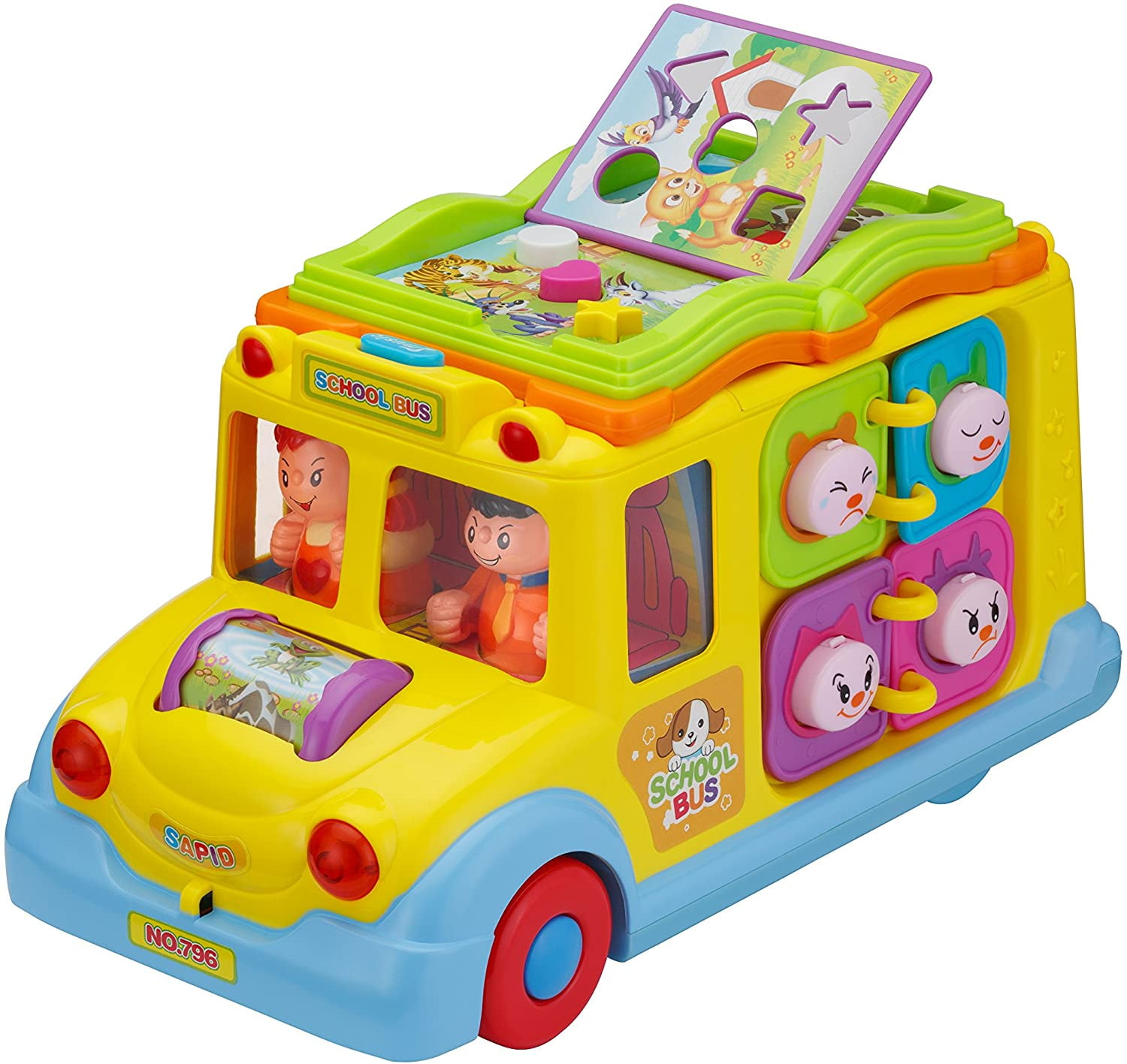 Smart Toy Developmental Yellow School Bus Musical Toy 8 Activity Games Lights and Music and Swinging Little People Educational Learning for Baby
