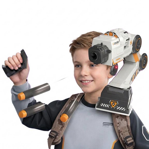 Smart Tracking Mechanical Arm Foam Blaster, Wearable Smart Head & Hand Motion Tracking Robotic, Shoulder-Mounted Blaster Robot Toy, Electric Rapid Robot for Outdoor Battle Games