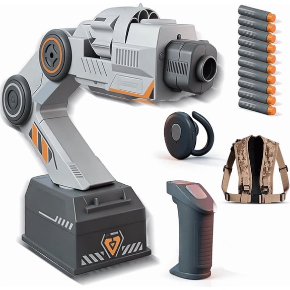 Smart Tracking Mechanical Arm Toy, 2026 New Robot Arm Tracking Blaster, Wearable Shoulder Mount with Dual Control & Electric Automatic Firing for Teens Adults Interactive Shooting Game (EVA Foam)
