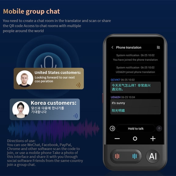 Smart Translator: 75 Languages Available Online & 41 Offline, A Comprehensive Multilingual for Business, Travel, And Teamwork with Instant Translation And Extended Battery Duration