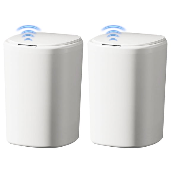 KANFUAQ 2 Pack 3.7 Gal Automatic Bathroom Trash Cans,Touchless Smart Trash Bin Wastebasket,Small Plastic Garbage for Bedroom Kitchen Office