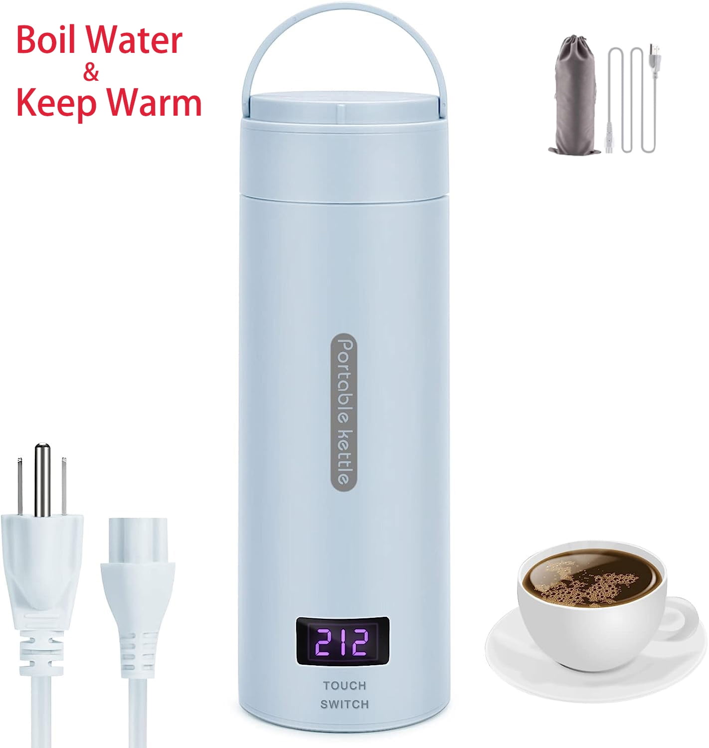Candey 450ml Smart Travel Kettle, Portable Electric, Auto Shut-off ...