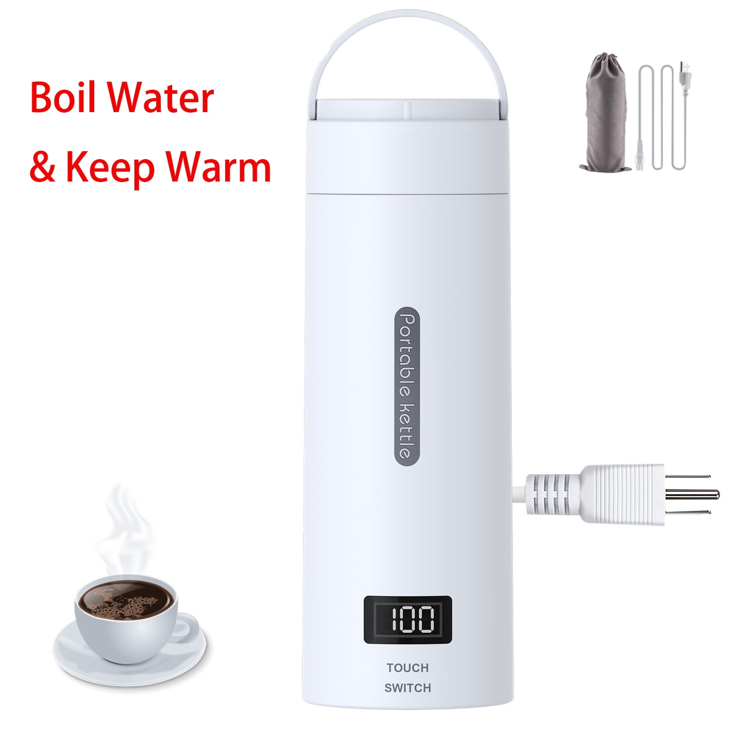 Smart Travel Kettle Small Portable Electric Kettle, Automatic Shut off