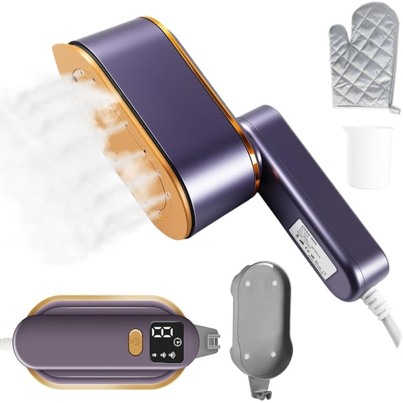 Smart Travel Steamer for Clothes, 1200W-1400W Handheld mini Steam All-in-One Portable Steamer Iron with LCD Display, 3 Steam Modes & 5s Fast Heat-up, Garment Steamer for Travel, Home, and Offic