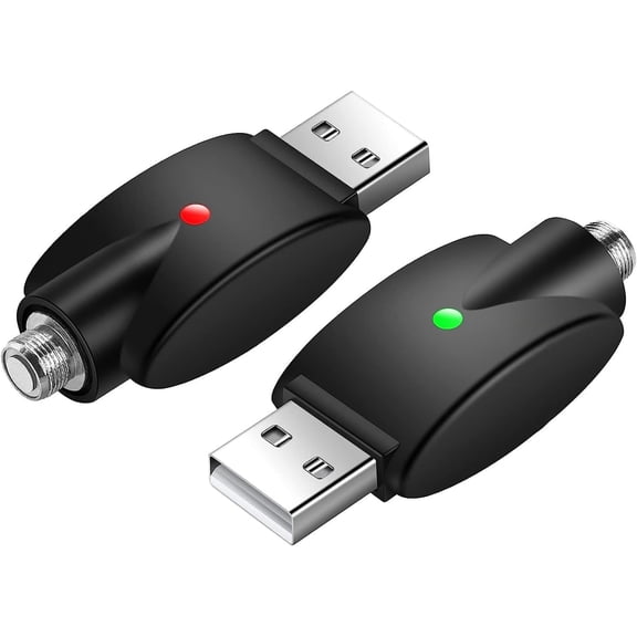 Smart USB Charger with LED Indicator, Rechargeable Overcharge Protection Adapter with Threaded Cord [2 Pieces]