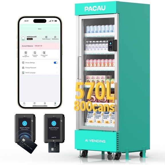 Smart Vending Machine for Sale, Commercial Snack and Drink Combo Vending Machine, Refrigerated Automatic Vending Machine with Credit Card & NFC Payment for Office, Apartment, Gym