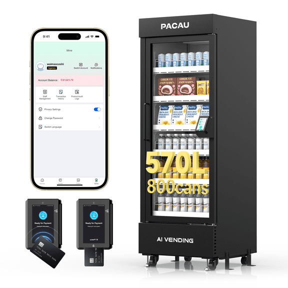 Smart Vending Machine for Sale, Commercial Snack and Drink Combo Vending Machine, Refrigerated Automatic Vending Machine with Credit Card & NFC Payment for Office, Apartment, Gym