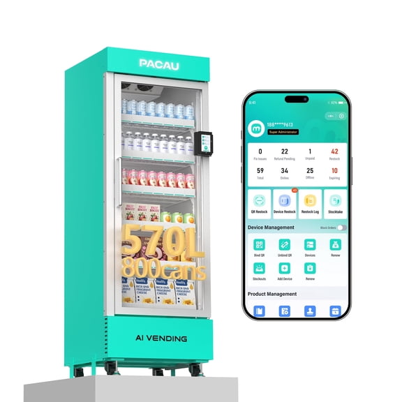 Smart Vending Machine for Sale, Commercial Snack and Drink Combo Vending Machine, Refrigerated Automatic Vending Machine with Credit Card & NFC Payment for Office, Apartment, Gym
