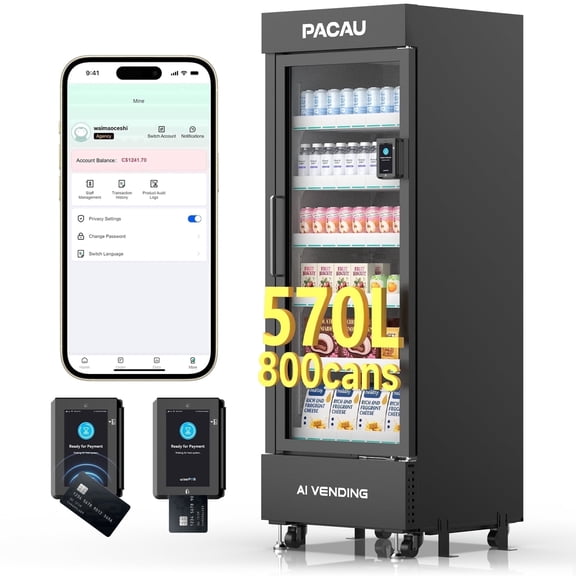 Smart Vending Machine for Sale, Commercial Snack and Drink Combo Vending Machine, Refrigerated Automatic Vending Machine with Credit Card & NFC Payment for Office, Apartment, Gym