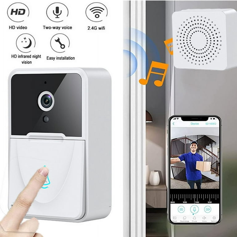 Video Doorbell Camera HD WiFi Doorbell Wireless Operated Motion Detector  Audio & Speaker Night Vision for iOS&Android