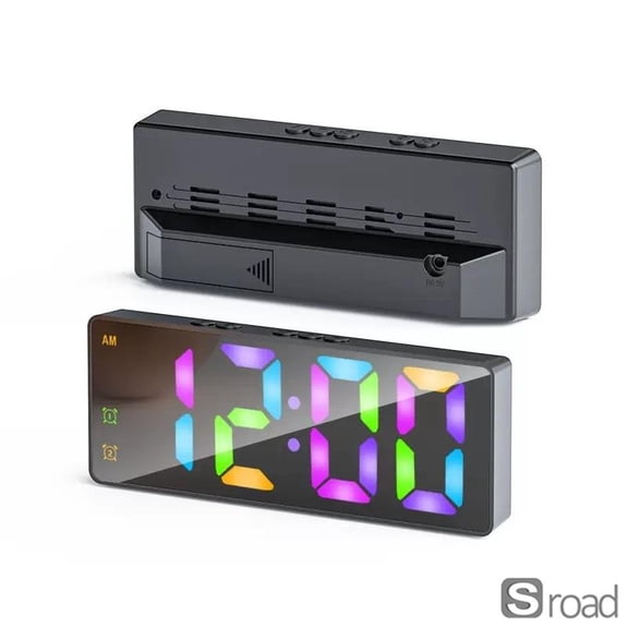 Smart Voice Activated LED Mirror Alarm Clock With Temperature Display, USB/Battery Powered, Large Digital Clock For Bedside, Desktop Decor