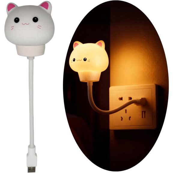 Smart Voice Activated Night Light - USB Plug-in, Dimmable Soft Lighting with Timer for Nursery, Baby Kids Bedroom & Breastfeeding,Portable Voice Control Lamp (Cat)