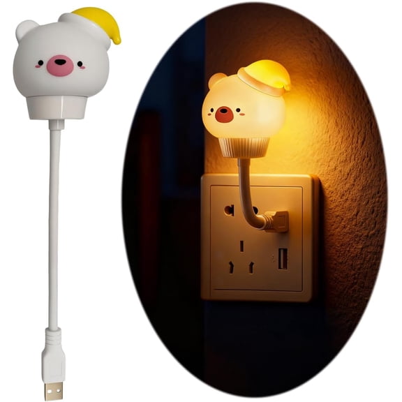 Smart Voice Activated Night Light - USB Plug-in, Dimmable Soft Lighting with Timer for Nursery, Baby Kids Bedroom & Breastfeeding,Portable Voice Control Lamp (Cute Bear)