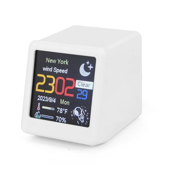 Smart WIFI Weather Station Clock DIY Cute GIF Animations Desktop Mini Clock Desktop Decoration