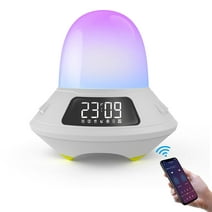 Smart Wake Up Light with Digital Alarm Clock ,10 Sleep Sounds with 9 Colors Night Light, Timer and Memory Function,Bluetooth Music Player