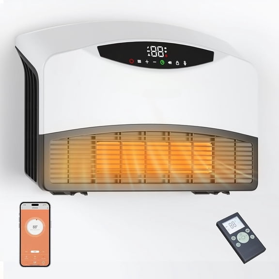 Smart-Wall-Heater,  Electric  Space Heaters for Indoor Use, Adjustable Thermostat, Remote Control, Compatible , 24H Timer Heat for Bedroom Office Home Garage RV