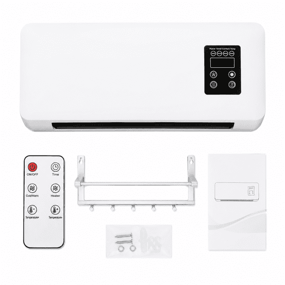 Wall Mount Space Heater 1500W Air Condition Inspired Household Warmer with Remote Control Fast Heating for Bedroom and Handy Daily Towels Drying Function