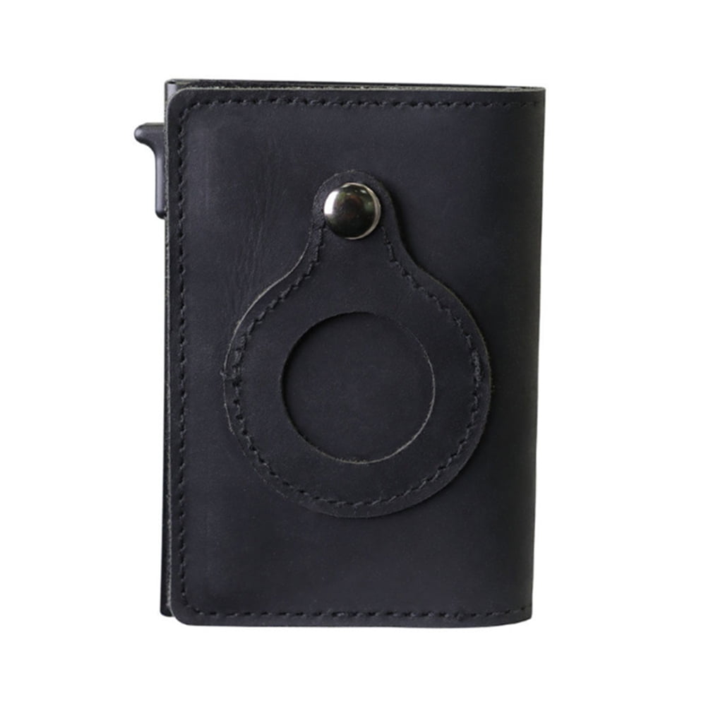 Airtag Wallet Case Genuine Leather Credit Card Holder Magnetic Air Tag Cover
