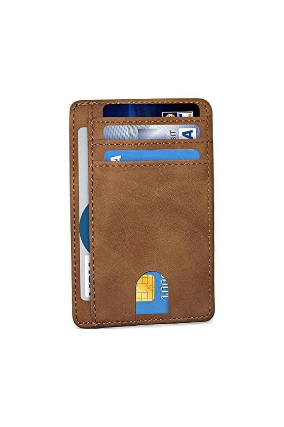 Smart Wallet Faux Leather Slim Wallet for Men & Women Best Front Pocket Wallet Credit Card Holder with RFID Blocking (Khaki)