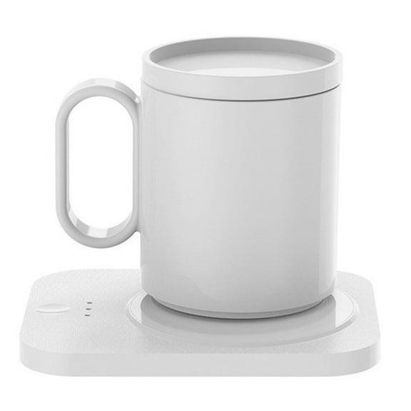 Smart Warming Cup Pad with Ceramic Mug 3 Temp USB Coffee Warmer Leakproof T Ouch Control 15W Fast Heating Desk Mat O Ffice/Home (Black/White) HC 804