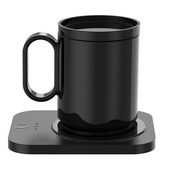 Smart Warming Cup Pad with Ceramic Mug 3 Temp USB Coffee Warmer Leakproof T Ouch Control 15W Fast Heating Desk Mat O Ffice/Home (Black/White) HC 804